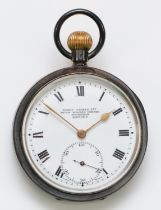 Rival, a silver keyless wind open face pocket watch, London import 1919, retailed by Wards Stores