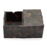 A Georgian tortoiseshell and gold double lidded box, one lid missing, lacking hinges, 9 x 6 x 4cm