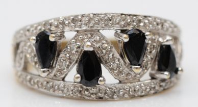 A 9ct gold black gemstone and diamond dress ring N, 4.2gm