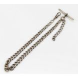 A silver graduated curb link single watch chain, Chester 1922, 36cm, 36gm
