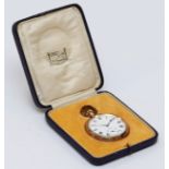 Rands, a gold plated keyless wind open face pocket watch, Swiss movement, 50mm, case, working when