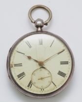 A silver key wind open face pocket watch, Birmingham 1900, 50mm, not working when catalogued but