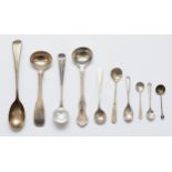 A collection of Georgian and later silver condiment spoons, 99gms