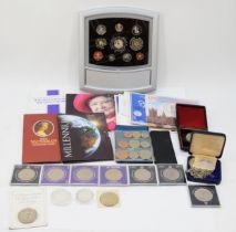 A silver proof one Pa'anga, 1996, a silver proof Cook Islands 2 dollar, a Victorian International