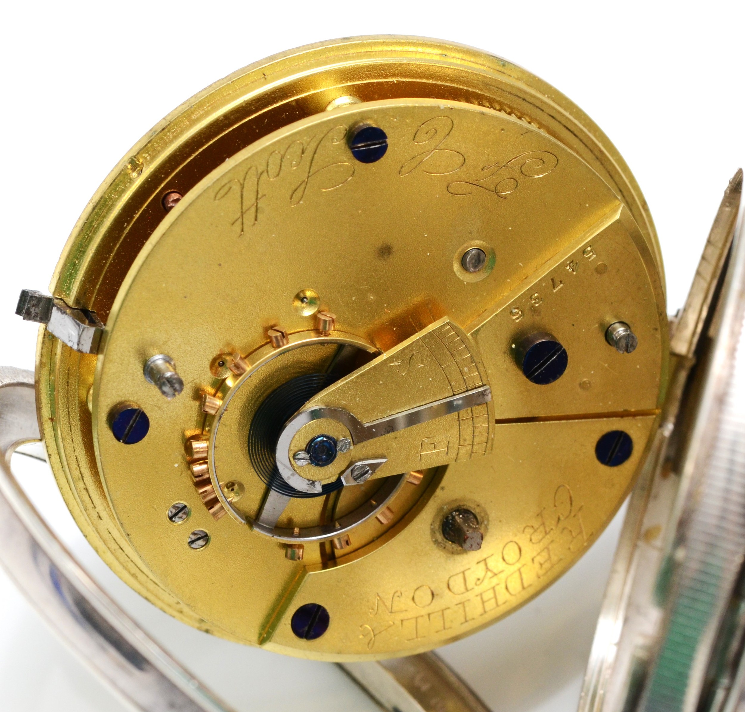 F.C. Scott, Redhill, a silver key wind open face pocket watch, Birmingham 1899, 50mm, working when - Image 3 of 3