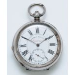 J.G. Graves, a silver key wind open face pocket watch, Swiss hallmarks, Midland Lever movement,