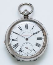 J.G. Graves, a silver key wind open face pocket watch, Swiss hallmarks, Midland Lever movement,