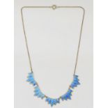 Oystein Balle, a Norwegian silvergilt and blue enamel fringe necklace, 925S standard, 41cm, 9gm