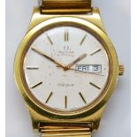 Omega, a gold plated automatic day/date gentlemans wristwatch, c.1975, ref. 166.0169, the silvered