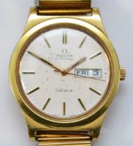 Omega, a gold plated automatic day/date gentlemans wristwatch, c.1975, ref. 166.0169, the silvered