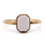 A vintage 9ct rose gold and banded onyx signet ring, R, 1.5gm