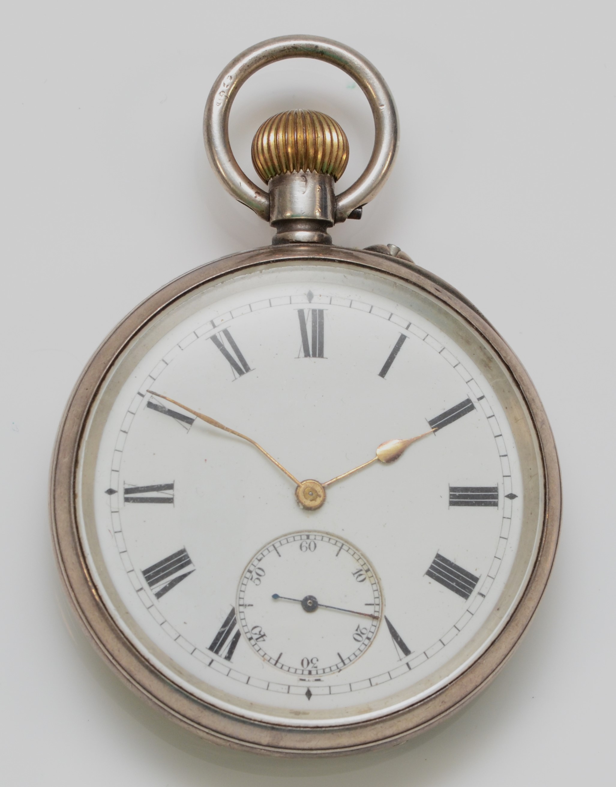 Benson, a silver keyless wind open face pocket watch, London import 1907, retailed by J.W. Benson,