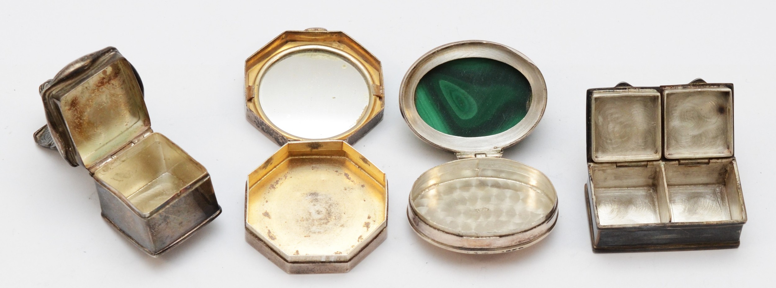 An Art Deco octagonal silver powder compact, London 1928, opening to reveal a mirror, no puff, a - Image 2 of 2