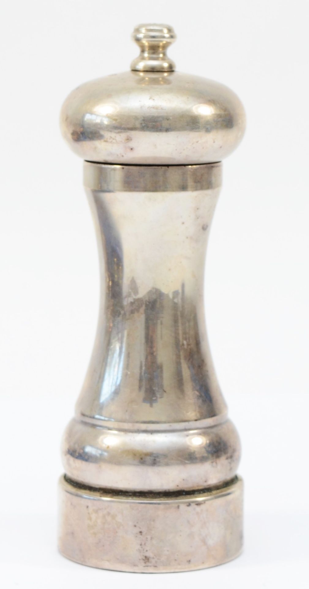 A silver salt grinder, London 2011, engraved S, 15.5cm