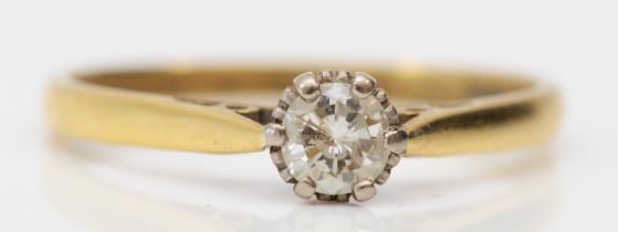 An 18ct gold brilliant cut diamond single stone ring, approximately 0.25cts, estimated H/I, VS2/