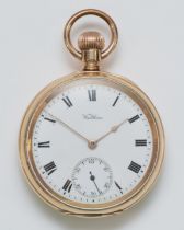 Waltham, a gold plated manual wind open face pocket watch, Traveller movement numbered 15,337,468,