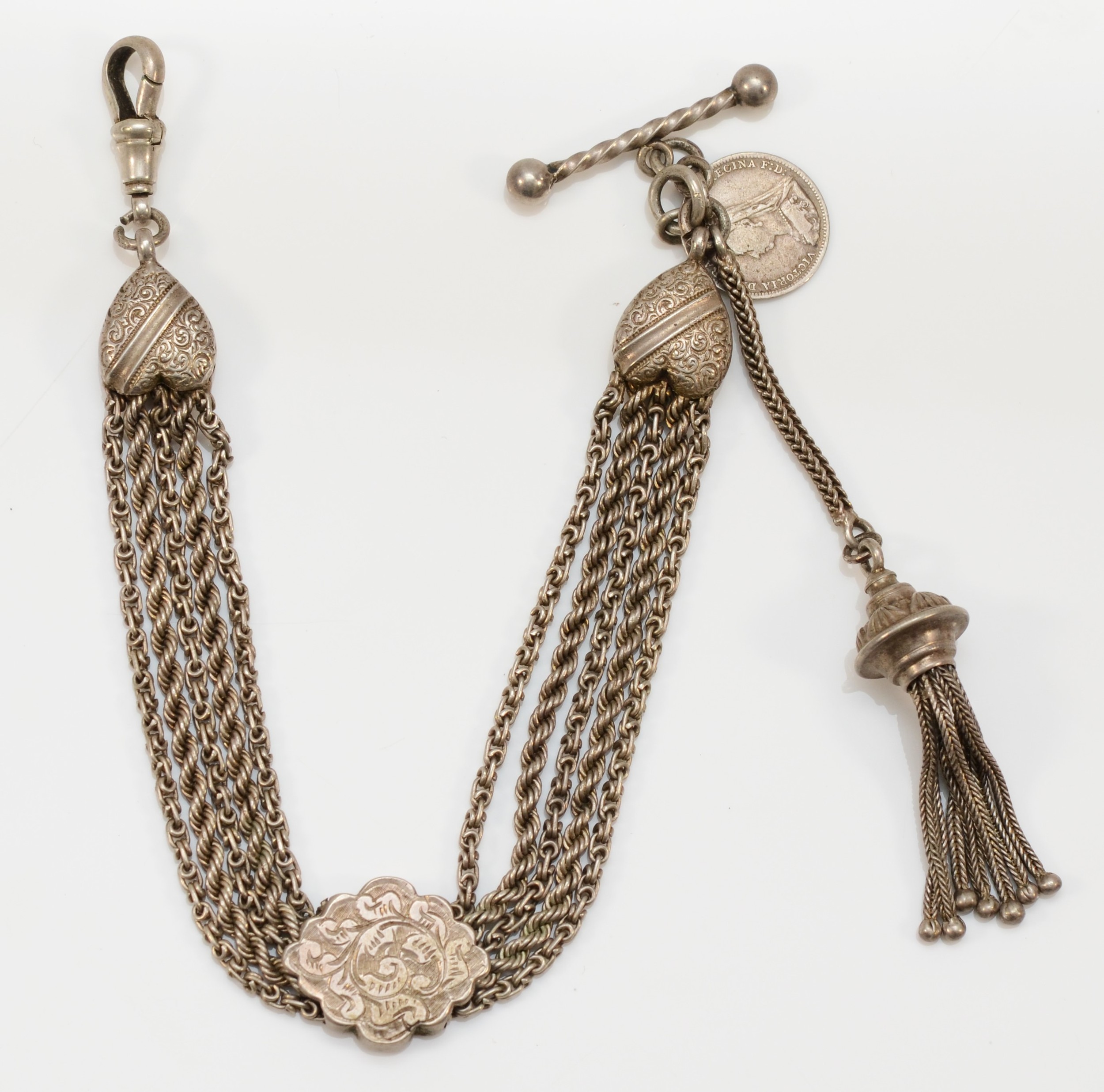 A Victorian silver Albertina, with tassel, 19.5cm, 32gm - Image 3 of 3
