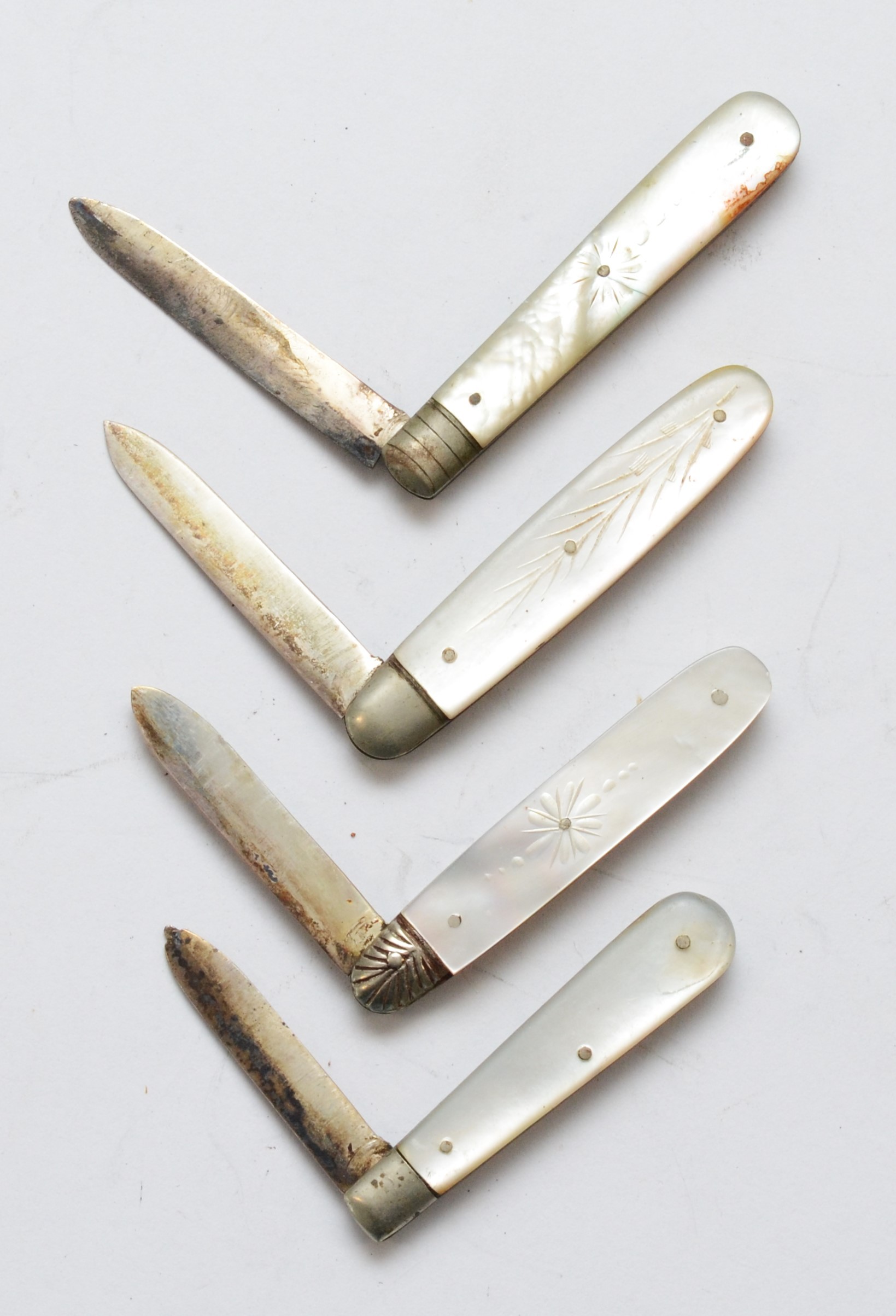 Four silver bladed and mother of pearl fruit knives, various dates - Image 2 of 2