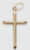 A 585 gold cross pendant, top loop stamped, 30 x 17mm, 0.9gm
