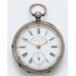 H. Samuel, silver key wind open face pocket watch, Birmingham 1903, 51mm, not working when