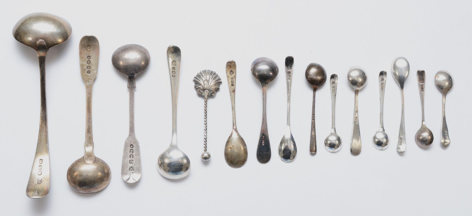 A collection of Georgian and later silver condiment spoons, 99gms - Image 2 of 2