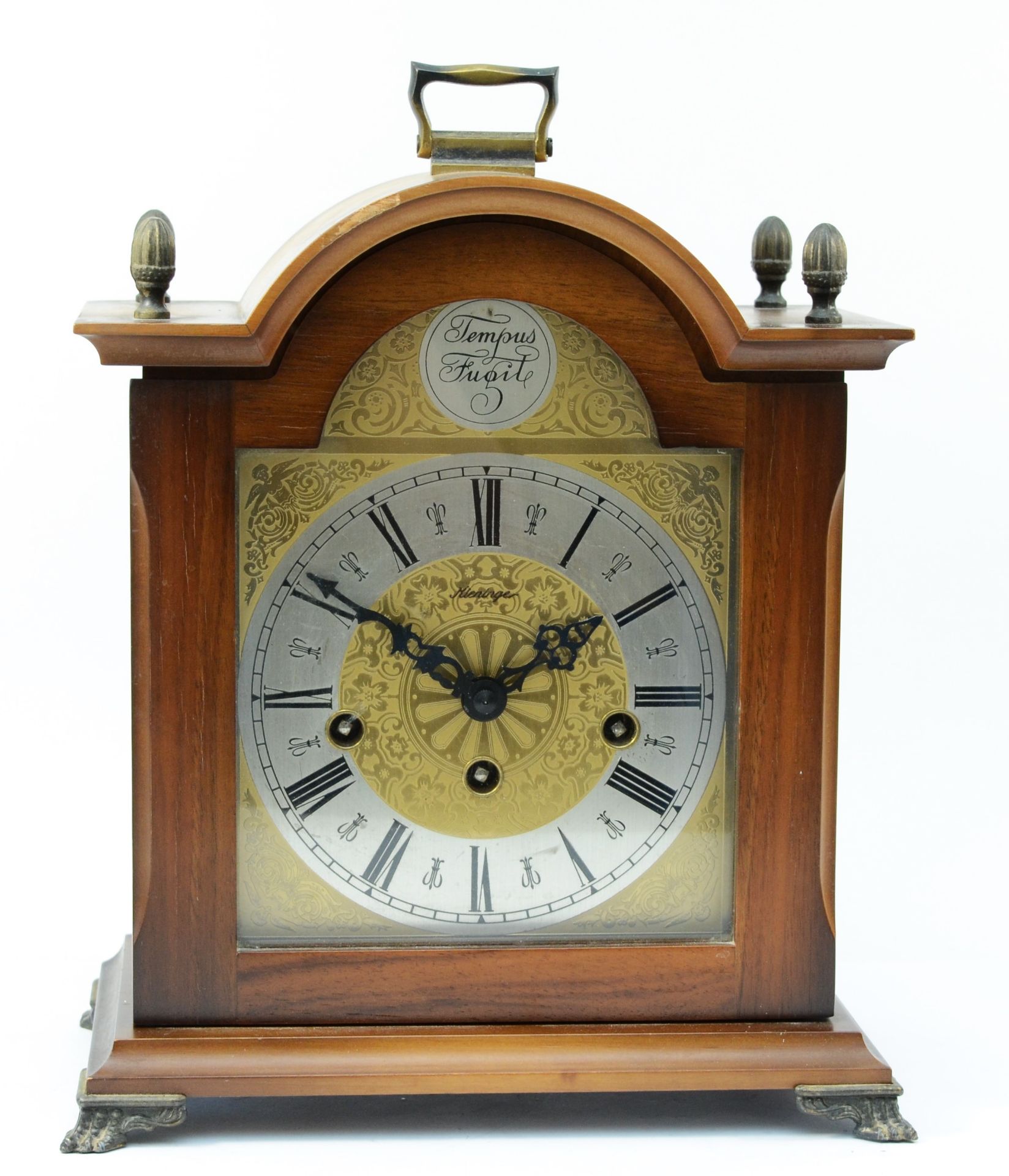 A modern Rapport mahogany cased German bracket clock, the gilt brass dial with Roman numerals