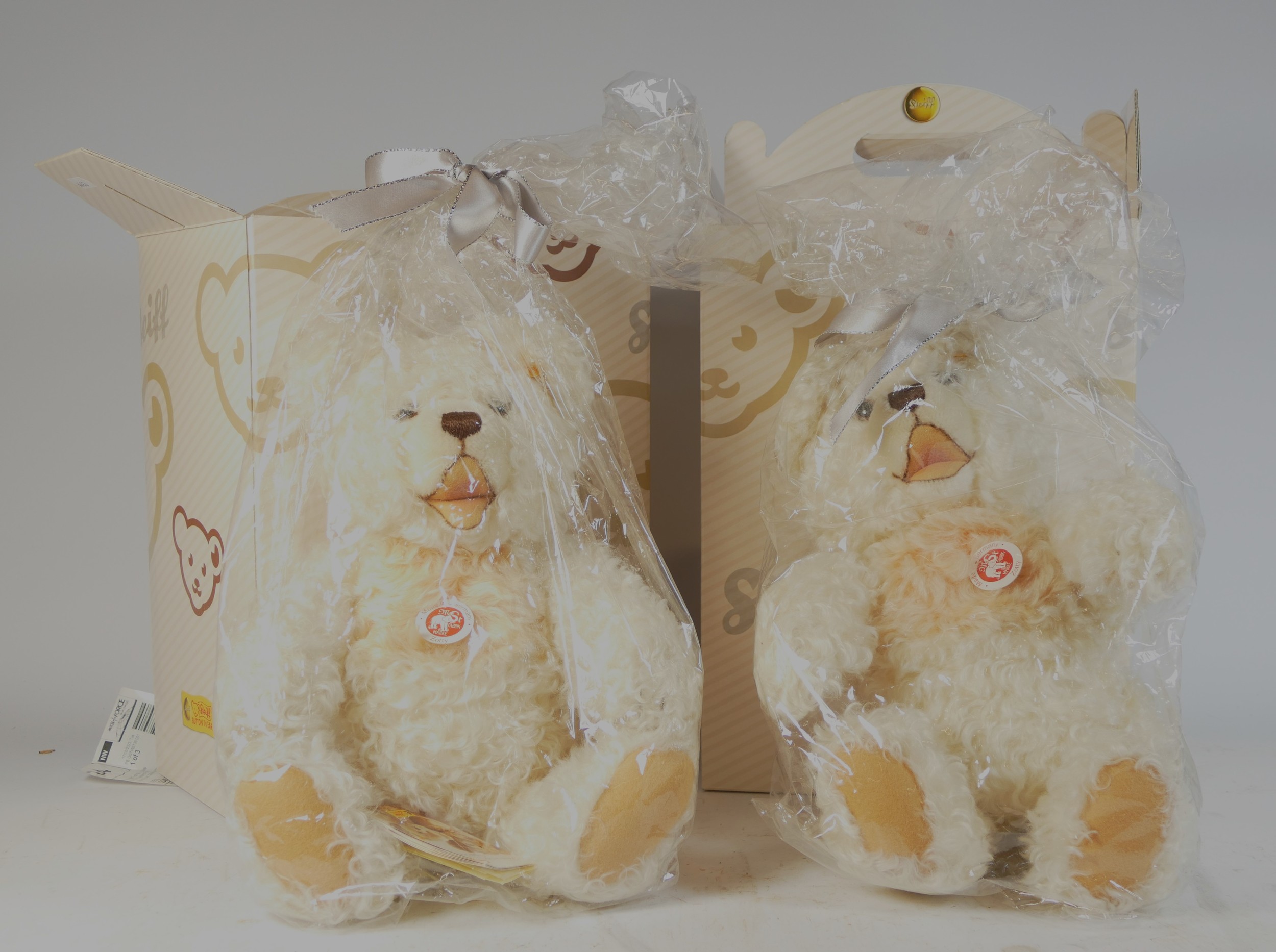 Two modern Steiff teddy bears, 36cm tall, boxed as new in original packaging. (2)