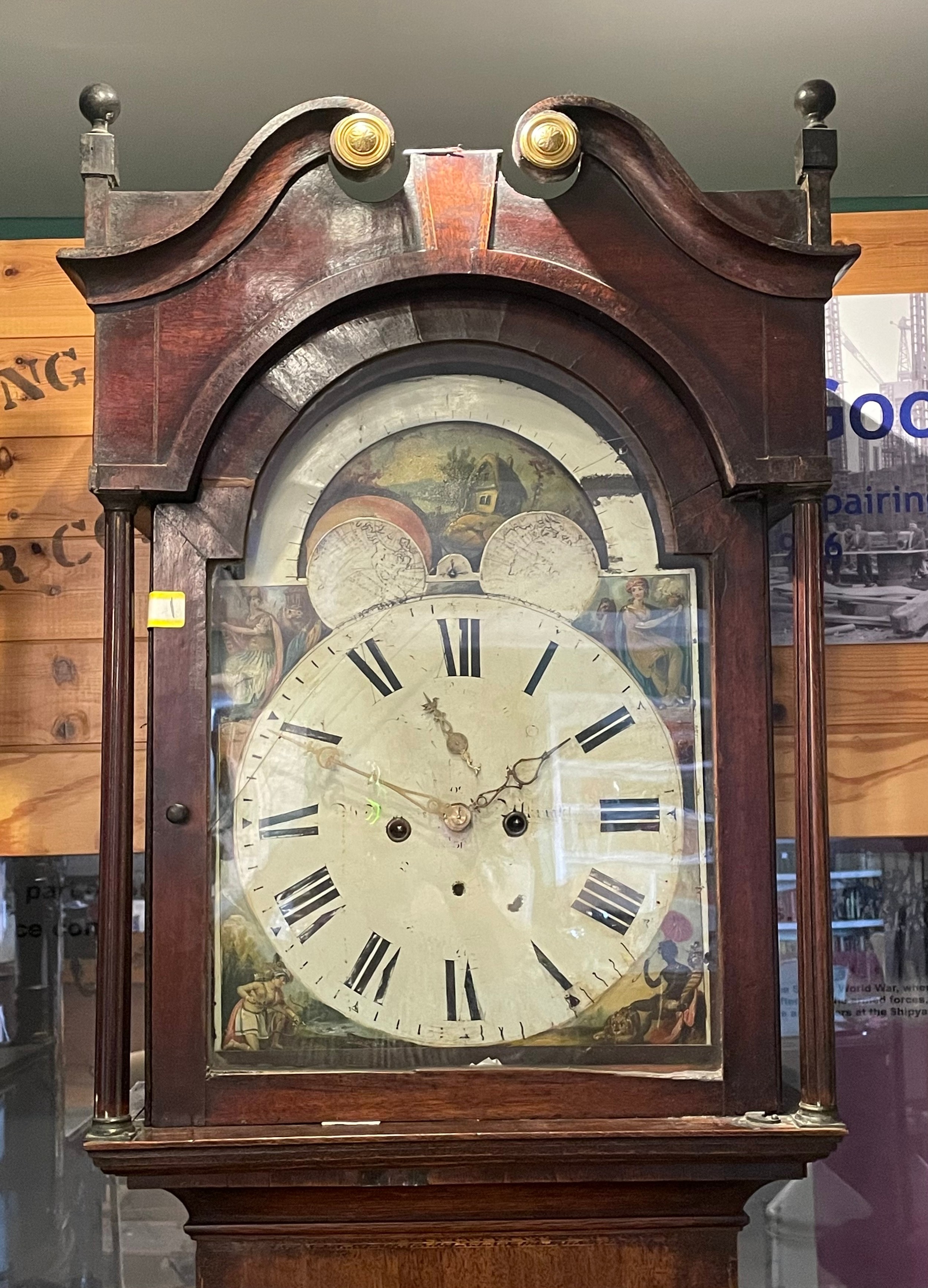 Thomas Earp, Kegworth, Leics, a Georgian eight day painted 13" dial mahogany and oak longcase clock, - Bild 5 aus 5