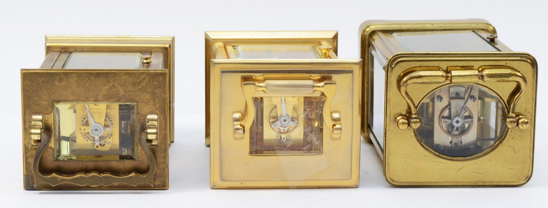 Three 20th century brass carriage clocks, having enamelled dials and 8 day movements. (3) - Image 5 of 5