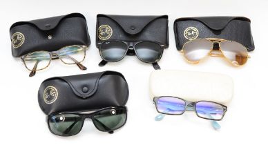 Ray-Ban; Three cased pairs of sunglasses to include 'The General' 1937-1987, Wayfarer RB2140,