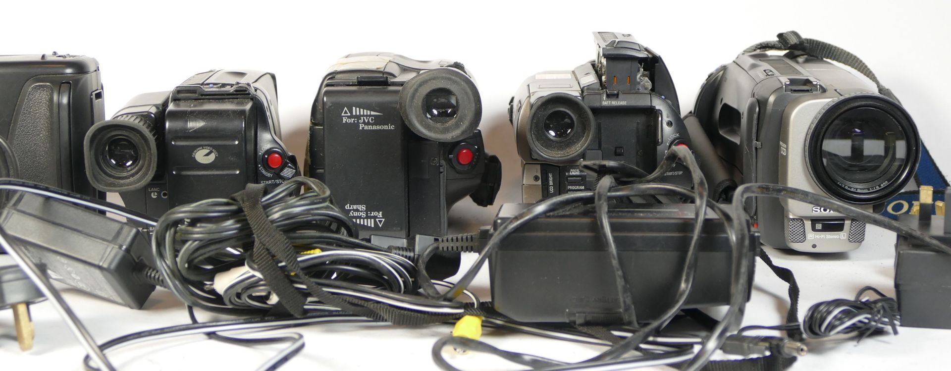 Five video camcorders comprising of a Sony CCD-TRV36E, a JVC GR-AX270E, a Sharp VL-E37H, a Sony - Image 2 of 2