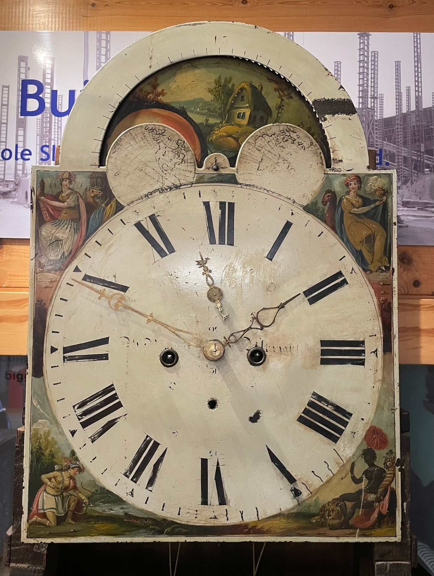 Thomas Earp, Kegworth, Leics, a Georgian eight day painted 13" dial mahogany and oak longcase clock, - Image 4 of 5
