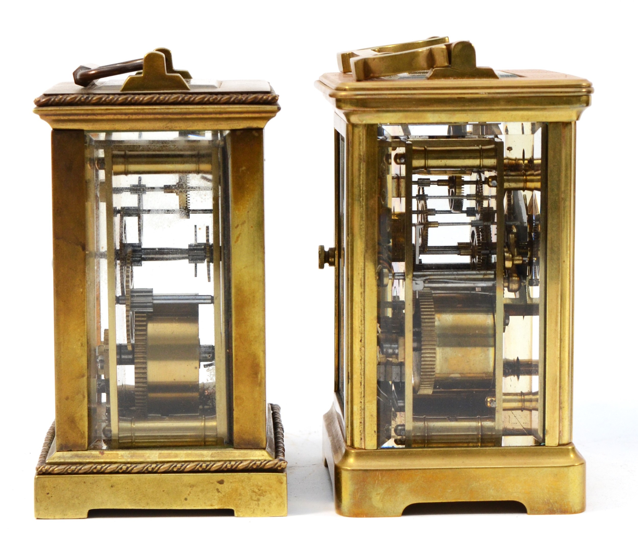 A 20th century brass case carriage clock, having 8 day movement striking on gong in traveling - Bild 2 aus 5