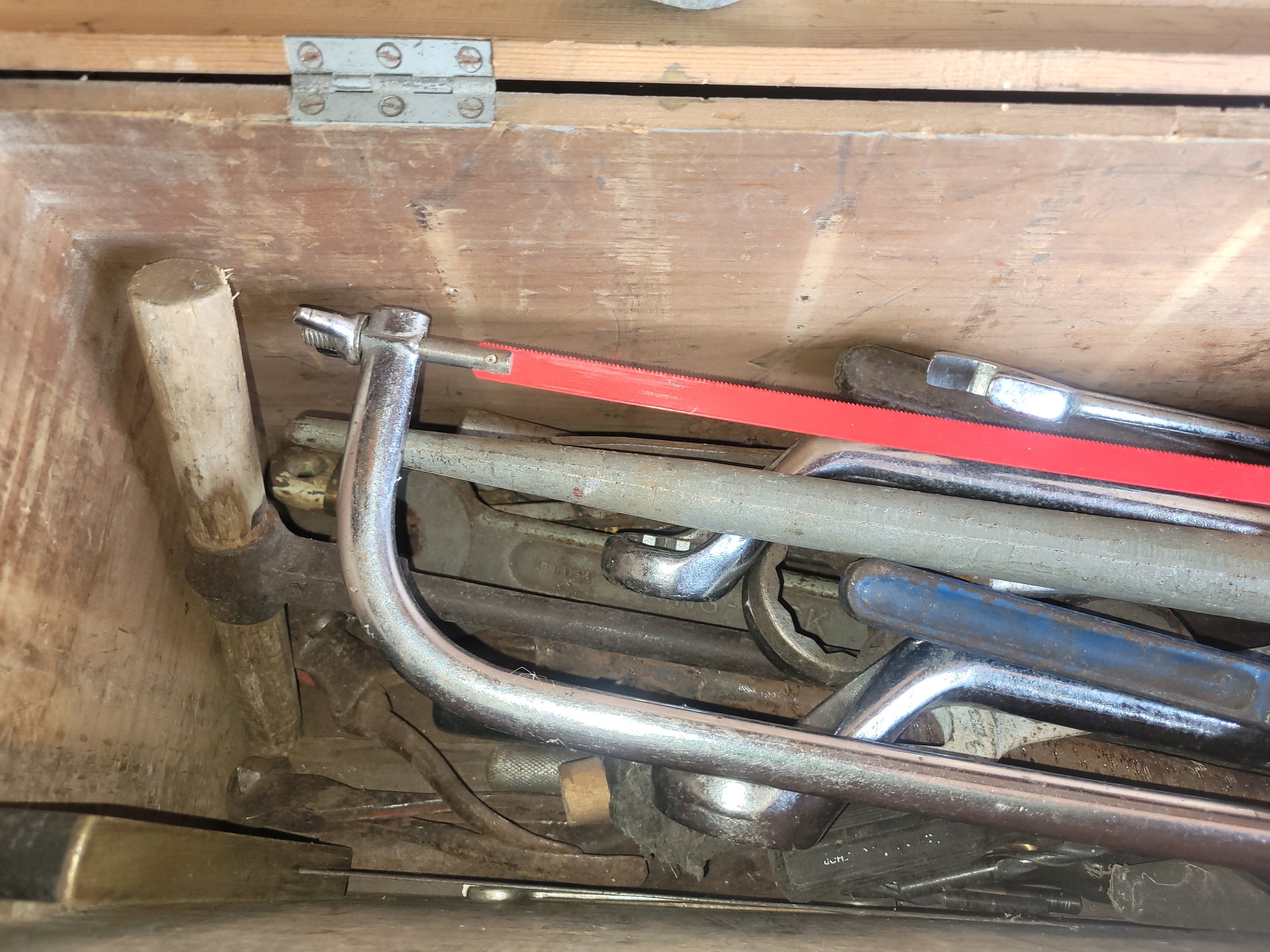 Two carpenters tool chests and contents, to include spanners, saws, planes, drill bits, socket - Image 5 of 6