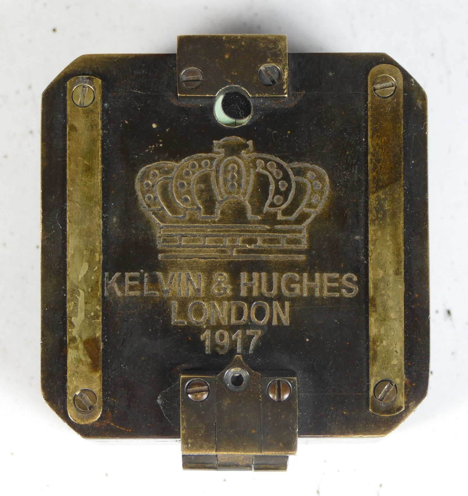 A Kelvin & Hughes 1917 brass compass, an electrical tester and a camping fork - Image 2 of 2