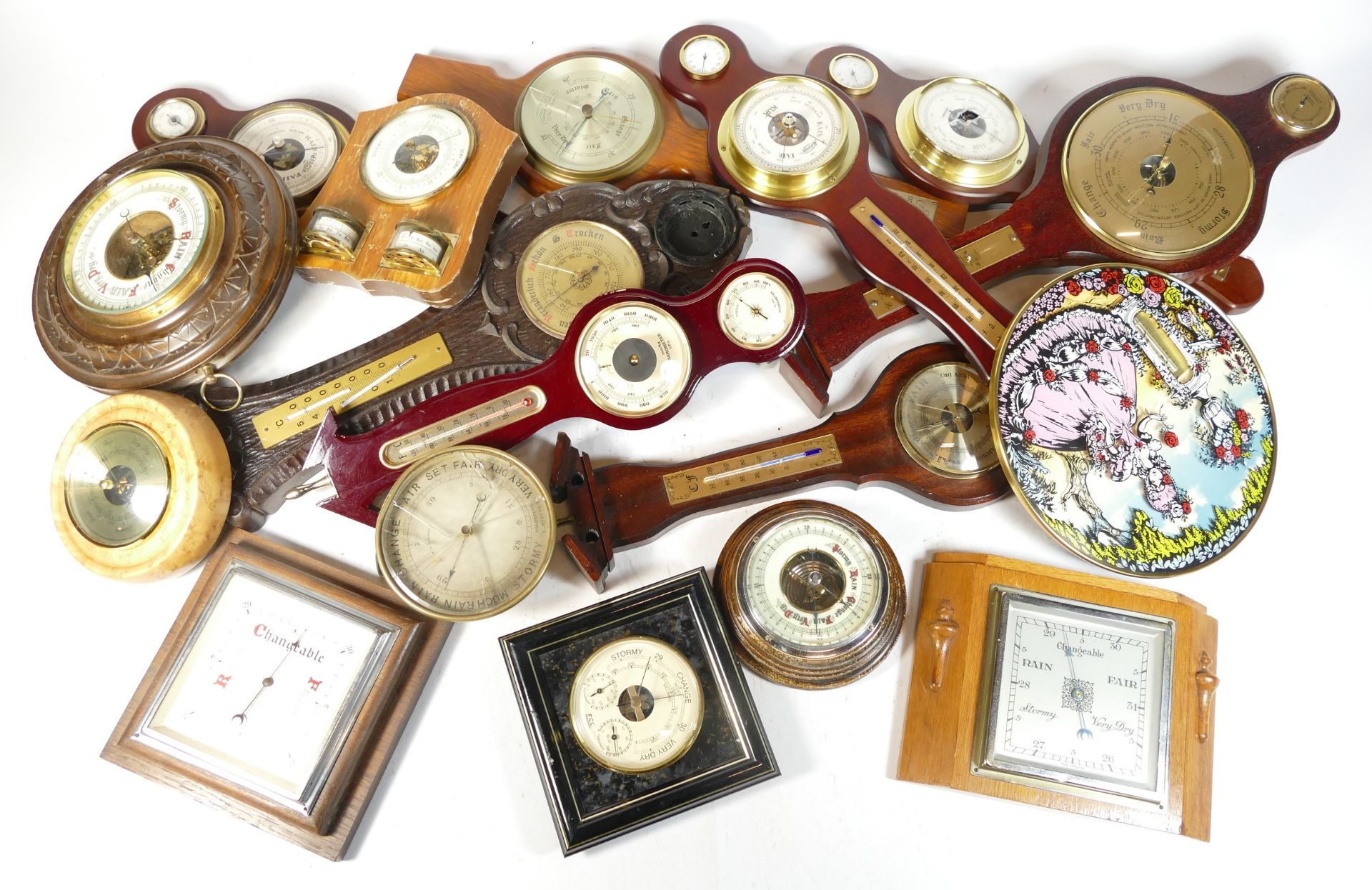 A collection of mid 20th century and later barometers in two boxes. (2) - Image 2 of 2