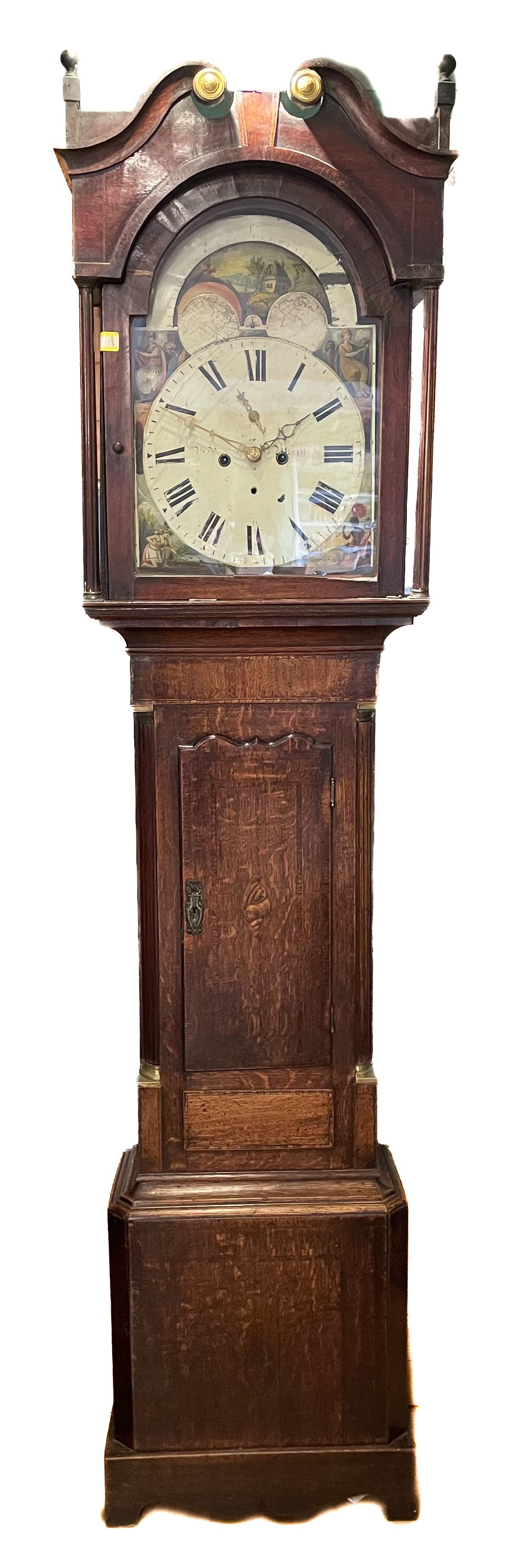 Thomas Earp, Kegworth, Leics, a Georgian eight day painted 13" dial mahogany and oak longcase clock,