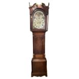 Thomas Earp, Kegworth, Leics, a Georgian eight day painted 13" dial mahogany and oak longcase clock,