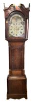 Thomas Earp, Kegworth, Leics, a Georgian eight day painted 13" dial mahogany and oak longcase clock,