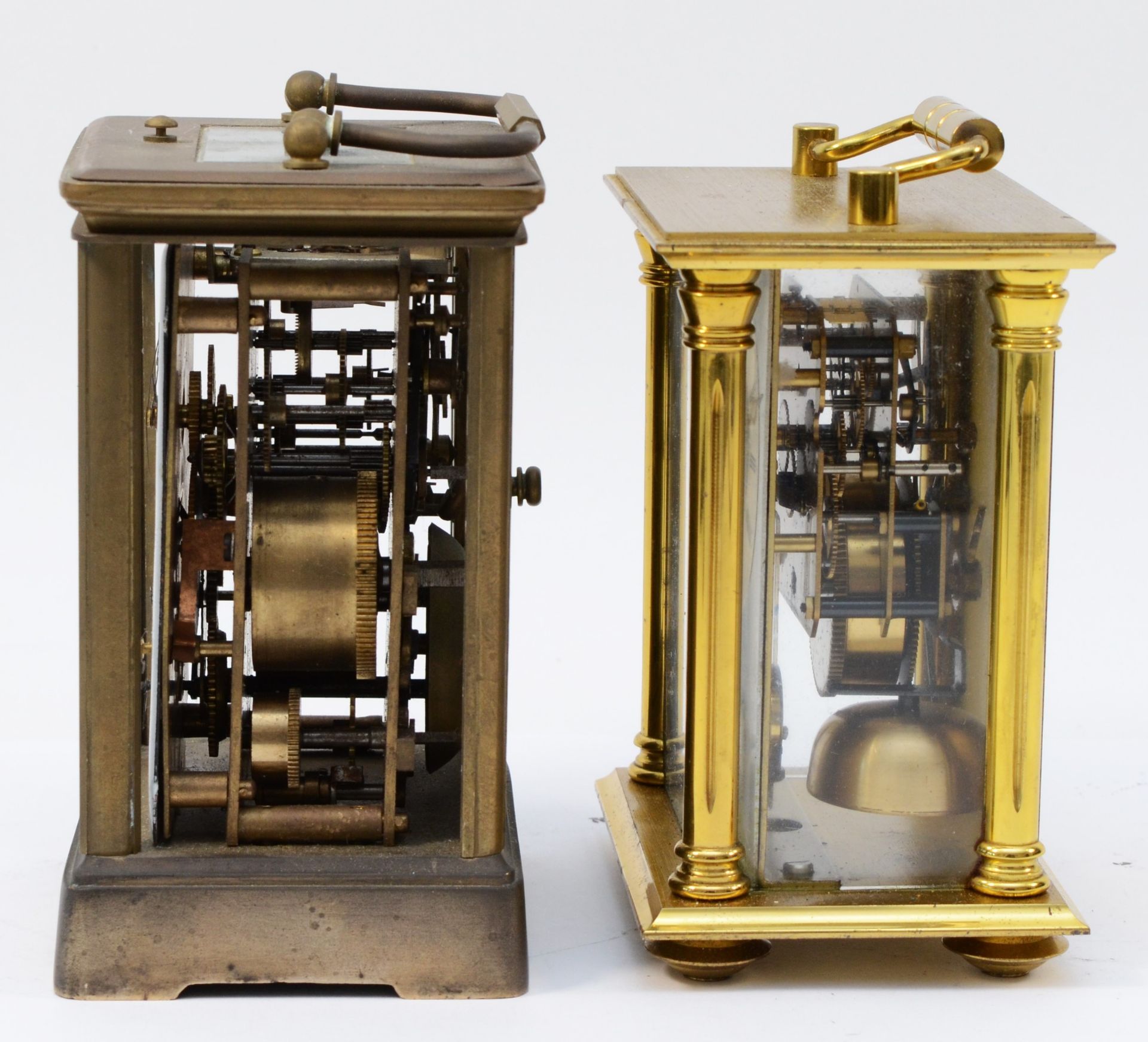 An early 20th century brass case repeater carriage clock, having Roman numerals with three - Image 4 of 5