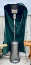 A large Calor gas fired patio heater with cover, together with a Brabantia rotary washing line and