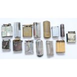 A collection of pocket cigarette lighters, to include lift arm petrol filled examples from the