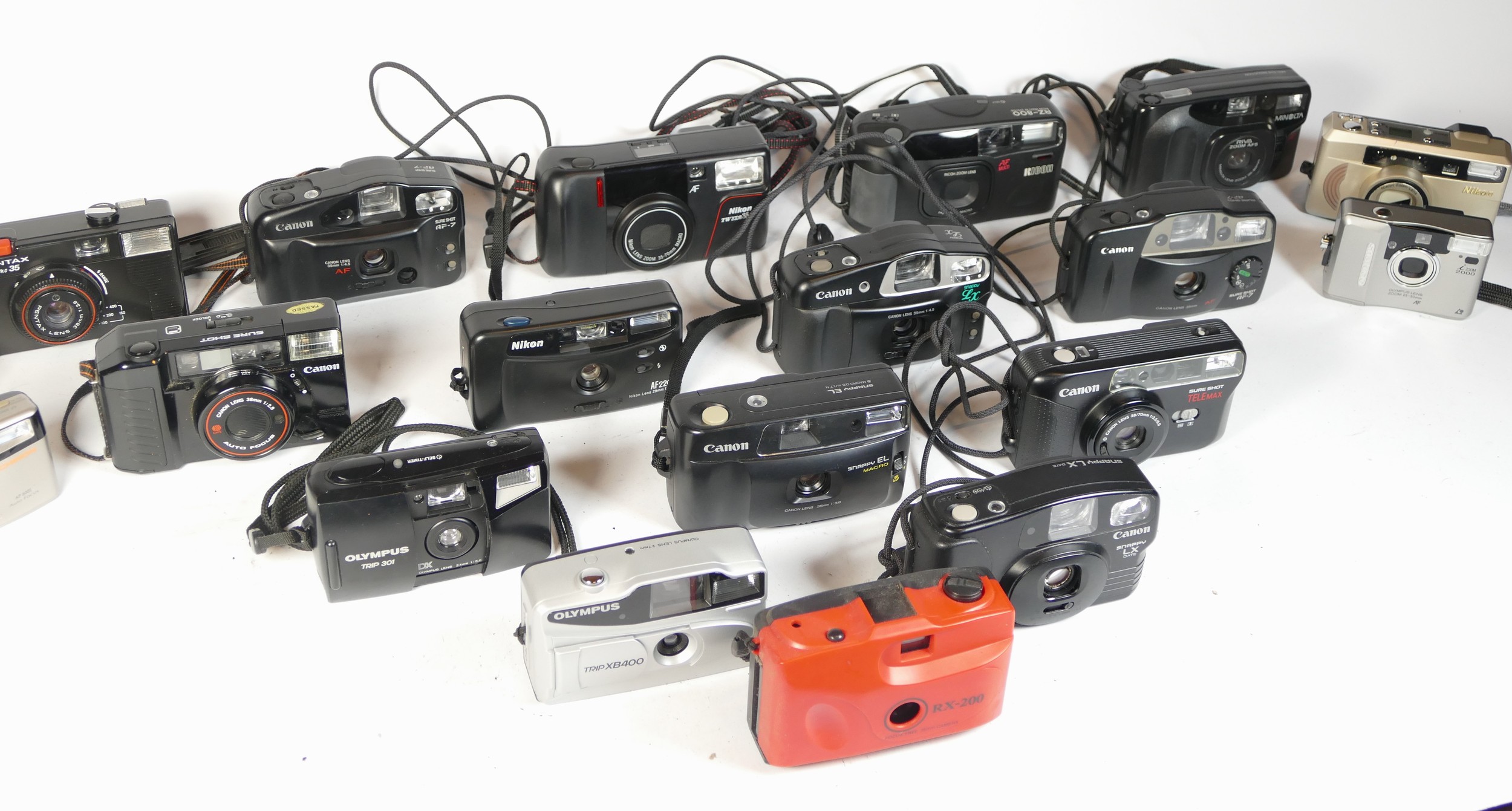 Twenty compact film cameras to include a Nikon One Touch, a Canon Snappy LX, an Olympus izoom 2000 - Image 2 of 2