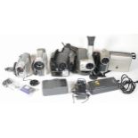Five video camcorders comprising of a Canon UC8000E, a JVC GR-AX627E, a JVC GR-D21EK, a Canon DM-