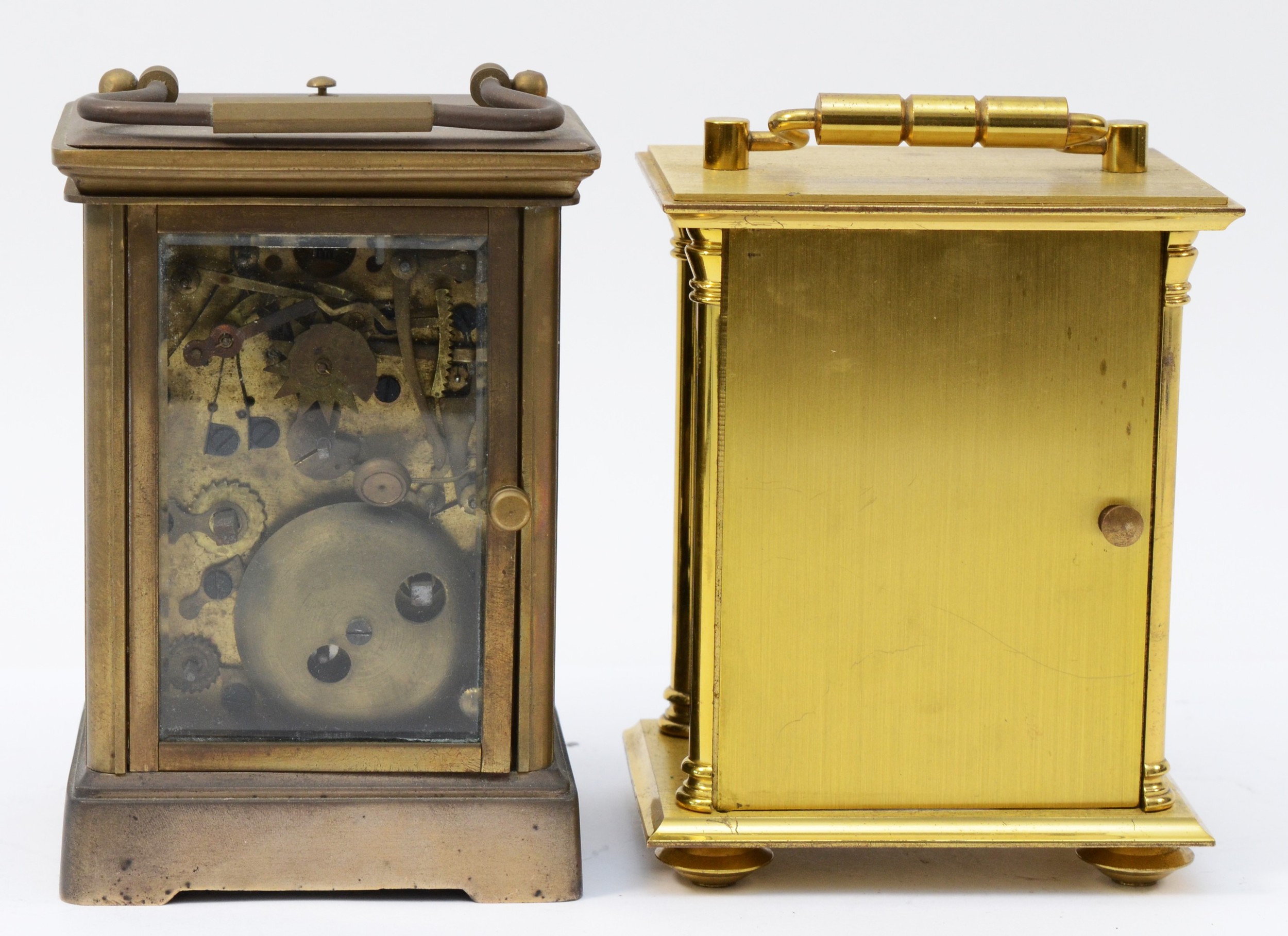 An early 20th century brass case repeater carriage clock, having Roman numerals with three - Image 3 of 5