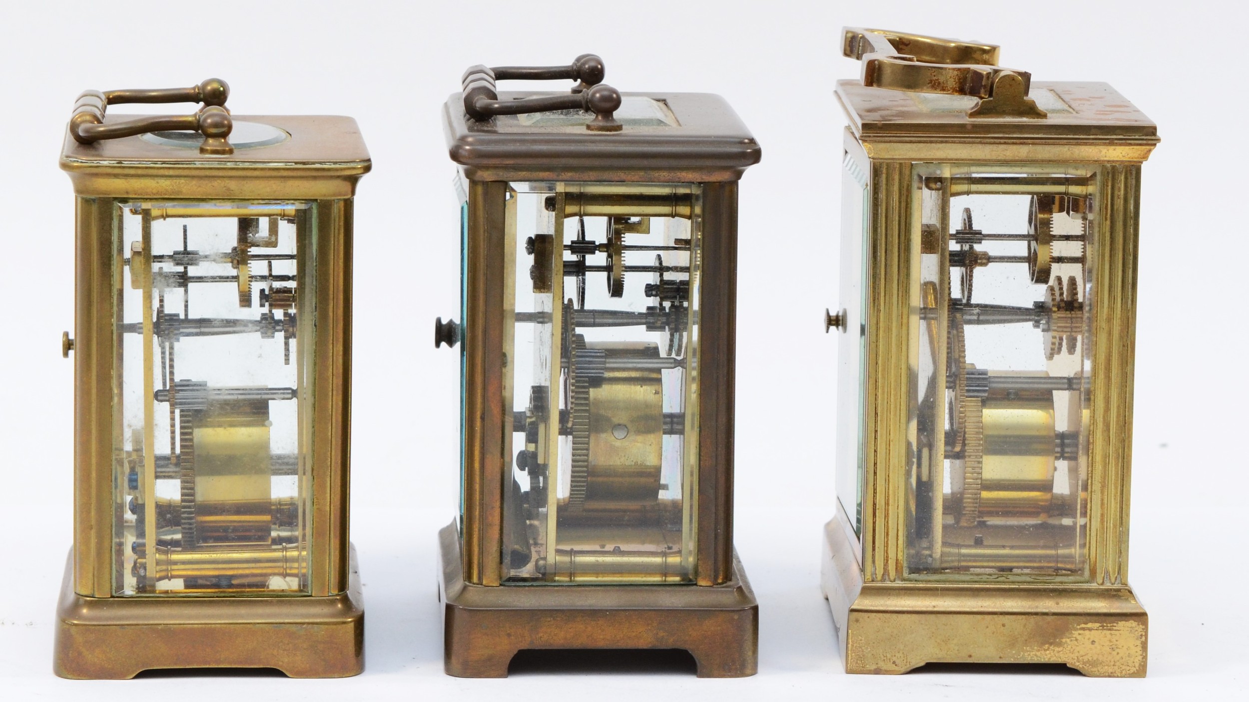 Two 20th century English 8 day brass carriage clocks, together with a French example. (3) - Bild 2 aus 5