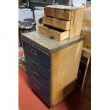 A heavy duty steel chest of drawers, four height with graduated drawers, H92, W54, D54cm, together