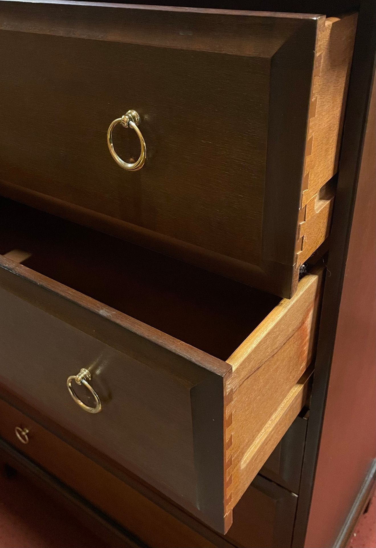A Stag Minstrel tallboy/chest of drawers, having three small central drawers with two deep drawers - Image 2 of 2