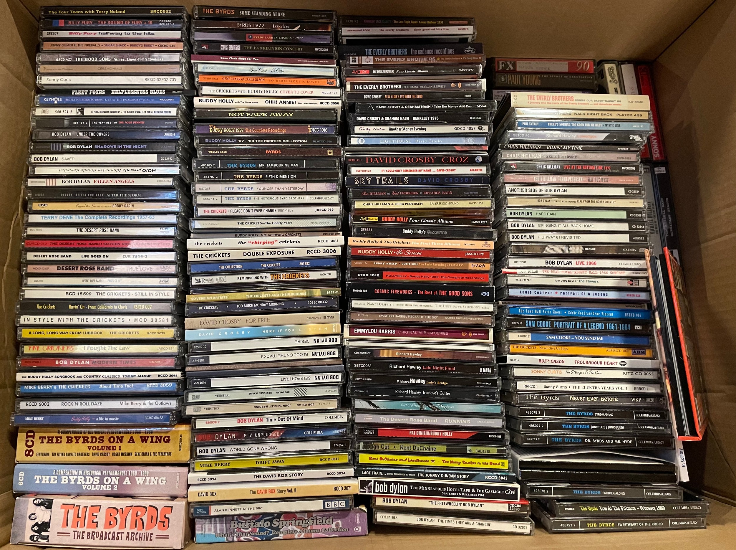A large collection of music CD's, vinyl records and tapes.