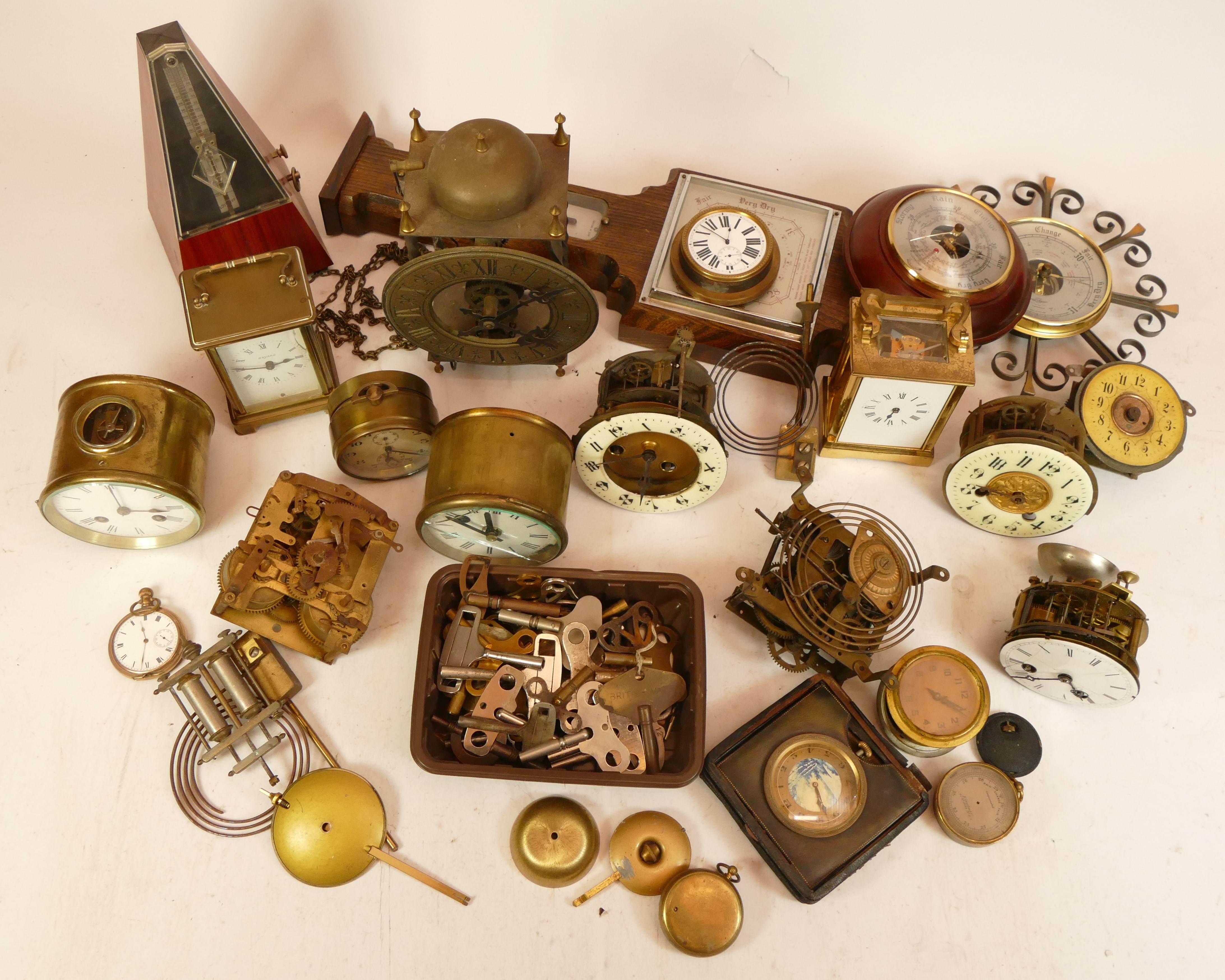 A collection of mechanical clock parts, together with quantity of various sized clock keys. - Image 2 of 2